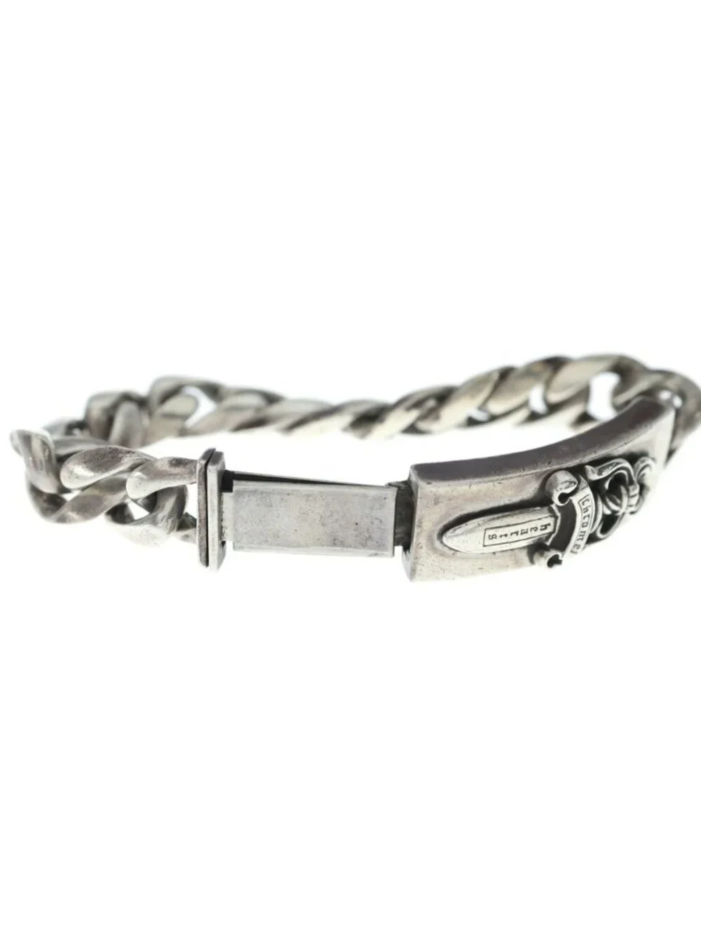 Chrome Hearts Vintage ID Dagger ID Classic Link Bracelet Silver
